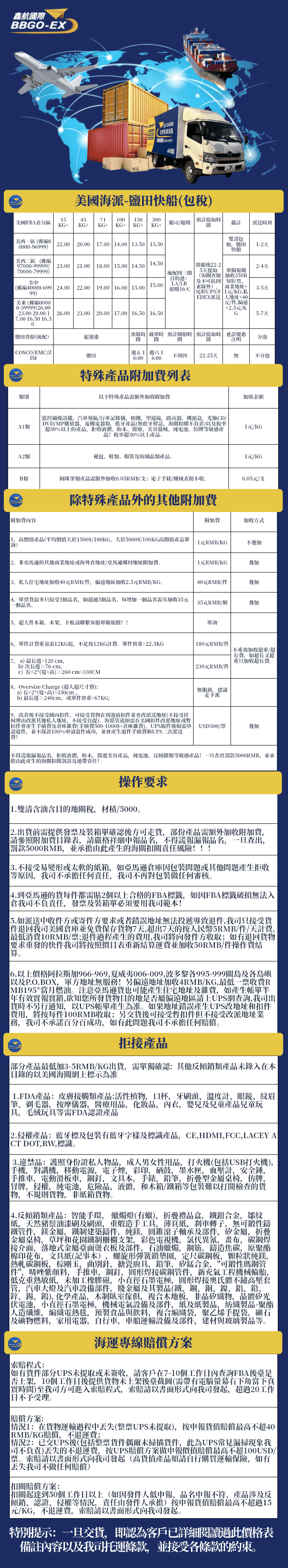 美國海運詳情